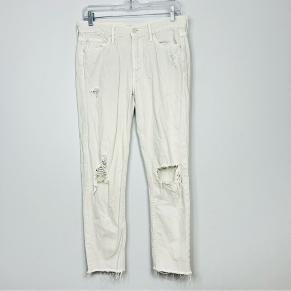 MOTHER the Drop Out Fray in Part Favor White size 26 Ankle Cropped Jeans - Picture 2 of 9